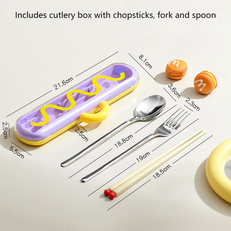 3-Piece Dopamine Portable Utensil Set -304 Stainless Steel Chopsticks Fork Spoon Kit for Students & Office Workers