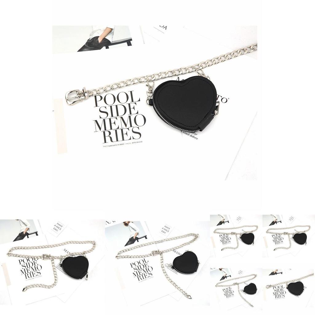 Fashion Metal Women Waist Chain With Detachable Heart Shaped Bag Pendant For Outdoor Wear