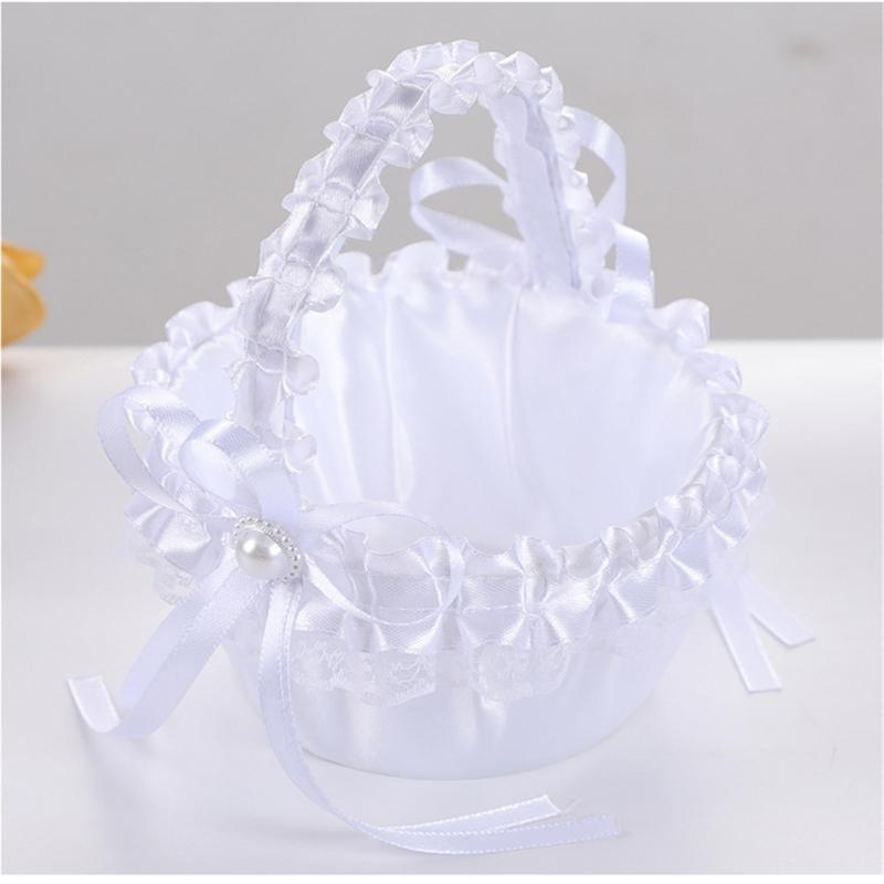 Fabric Wedding Flower Basket European Styles Petal Scattering Basket with Comfortable Grip For Flower Girls Formal Event