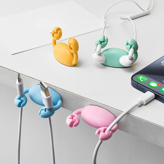 Cute Crab Cable Organizer Clip Line Processor Adhesive Wire Tidy Holder