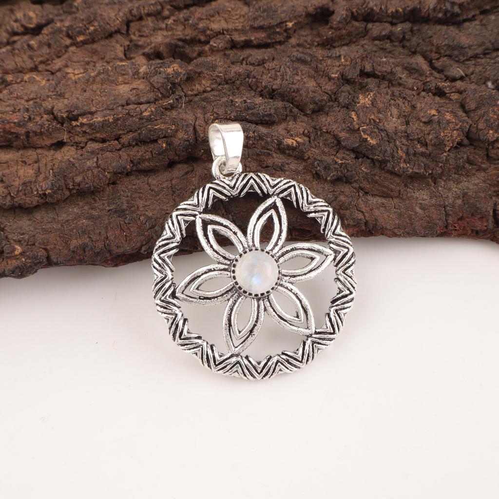 Rainbow Moonstone anheng Edelstenssmykker, 925 solid sterling sølv anheng, håndlaget vakkert smykkeanheng