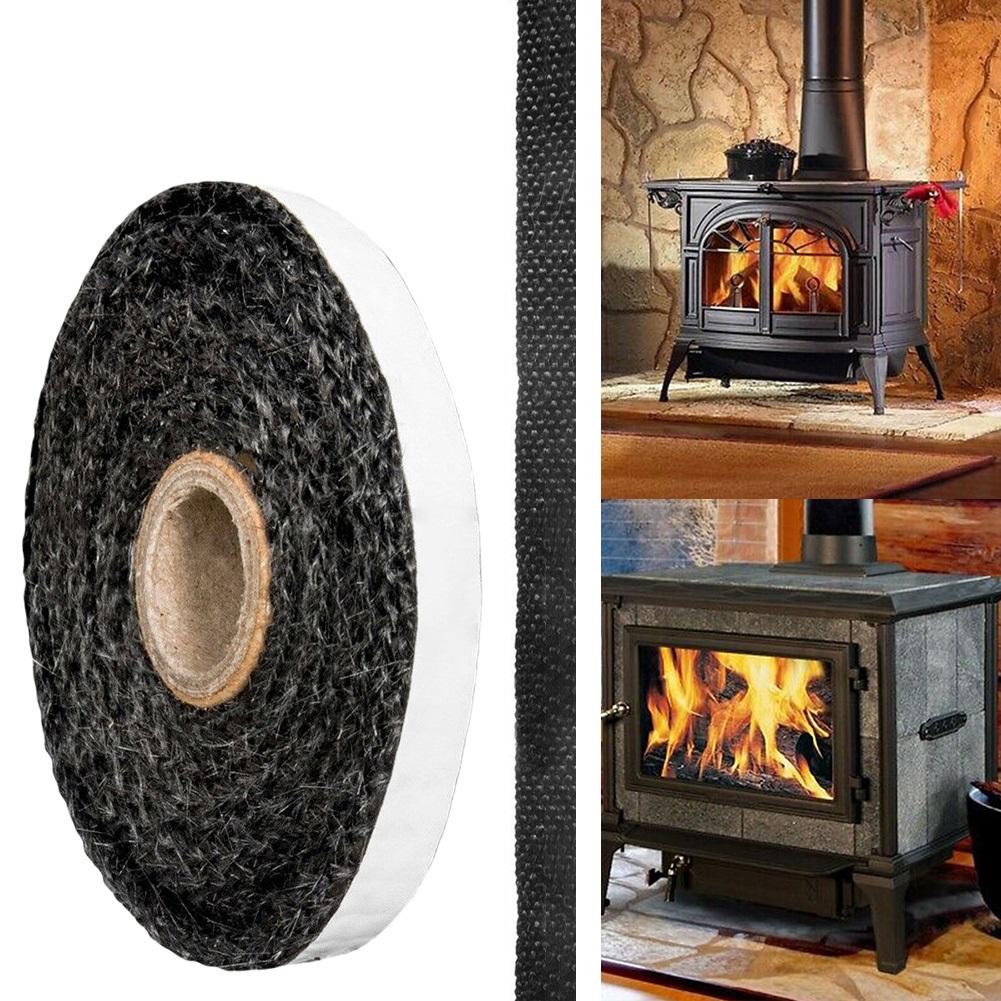 Fireplace Sealing Rope Stove Sealing Strip Black Chimney Door Seals Fiberglass Fireplace Stove Fire Tape Length 300cm Wide10mm