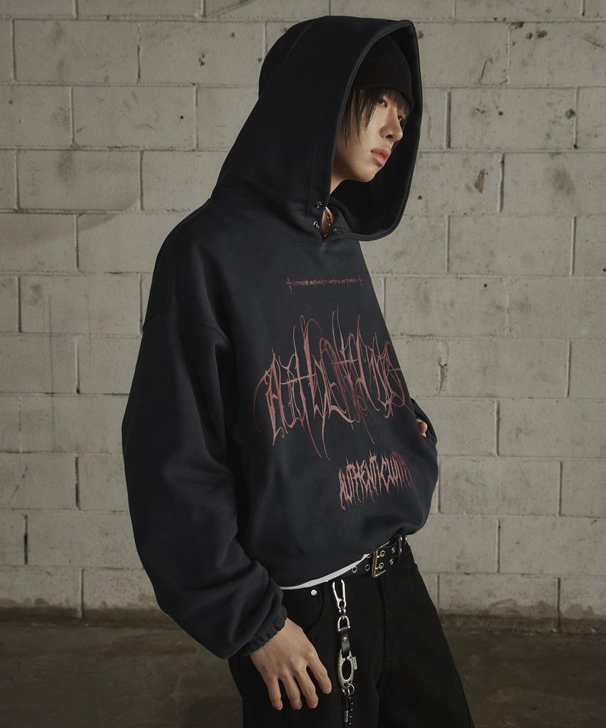 Devil Over Boxy Hoodie - Navy