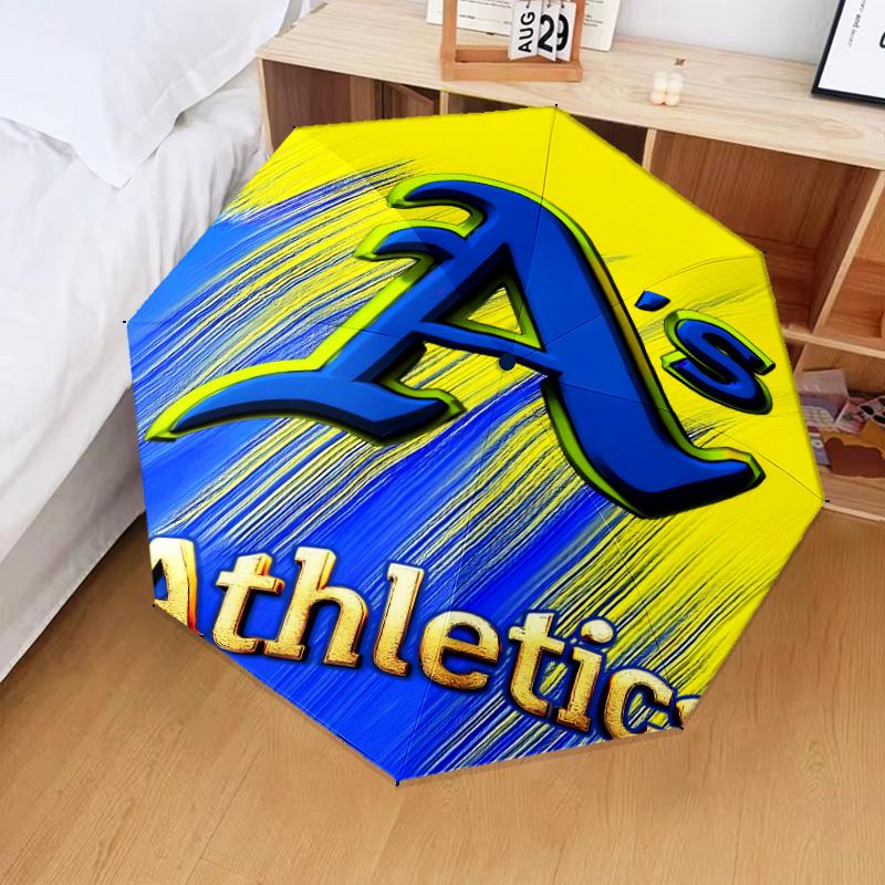 Athletics Oakland Emblem Umbrella Folding Umbrella, Automatic Umbrella 8-Frame for Travel, Camping Use Gift for Halloween Christmas
