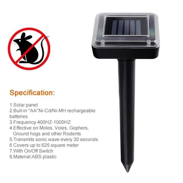 Solarbetriebener Ultraschall-Tiervertreiber für den Außenbereich, wasserdicht, Schlangenvertreiber, Mäusetier, Solarenergie, Mäusevertreiber