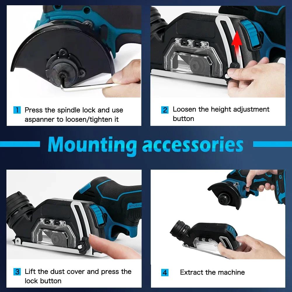 Mini Polizor Unghiular 3 inch Fără Perii 76MM Electric Compact Unealtă de Tăiat Mașină de Tăiat Fără Baterie