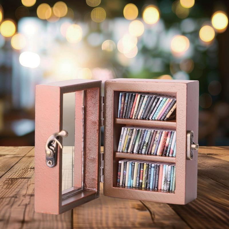Creative Stress Reliever Miniature Display Bookshelf Ornament with 60 pcs Mini Books Shake Away Your Anxiety