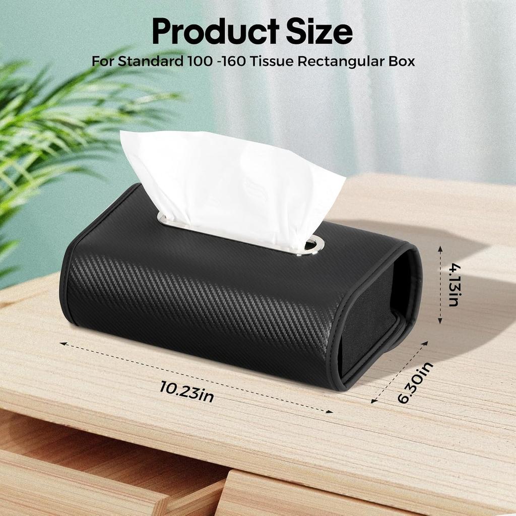 Upgraded Car Tissue Holder Premium PU Leather Tissue Box Cover Keep Tidy Backseat Rectangular Napkin Holder For Car Fits For 100-160 Regular Size