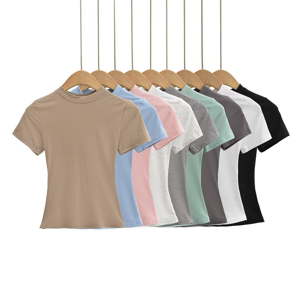 Sexy European & American Style Slim Fit Short Sleeve Round Neck T-Shirt - Versatile Summer Basic
