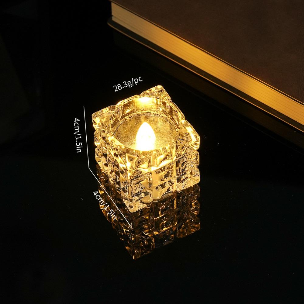 Transparent Flameless LED Candle Realistic Flame Warm Yellow Electronic Candle Christmas Snowflake Romance TeaLight Candle