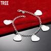 925 Sterling Silver Letter Heart Side Chain Beautiful Bracelet Gift Jewelry