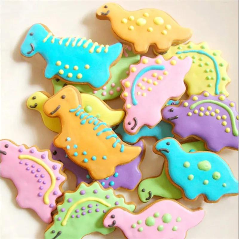 4Pcs/Set Animal Dinosaur Cookie Biscuit Cutter Stainless Steel Cake Fondant Mold Sugarcraft Decorating Mould Pastry Baking Tools