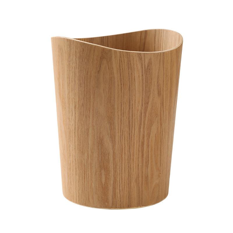 Solid Wood Trash Can Large Capacity Household Trash Bin Nordic Luxury Bedroom Garbage Bin Living Room Cleaning Accessories