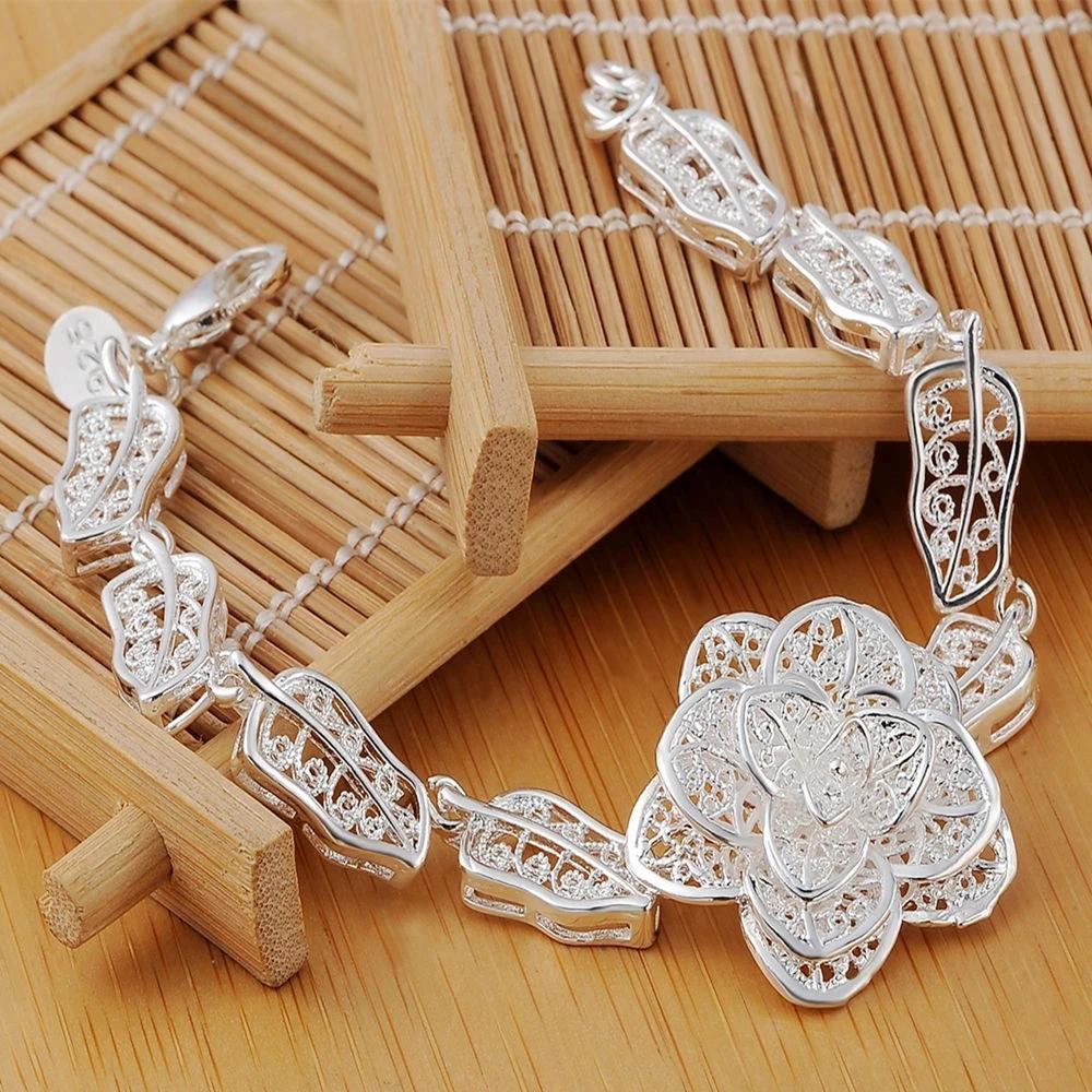 charms flower   Copper Pendant necklace bracelet Jewelry sets for women Fashion Party wedding accessories gifts