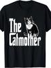Cat Mom Cat T-shirt Heavy Cotton T-shirt Black and White Tabby Cat and Tuxedo Design Soft Elastic Round Neck Short-sleev