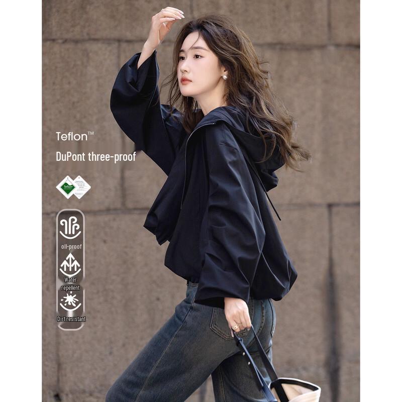 

DeMana Women s Hooded Triple-Proof Short Jacket M
