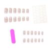 24 Nail Art Nude White Edge Double French Silver Glitter Craft Medium And Long Square Wearing Nail