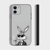 Animal Bunny For IPhone 17 Air 16 15 14 13 12 11 Pro Black Soft Cover Phone Case
