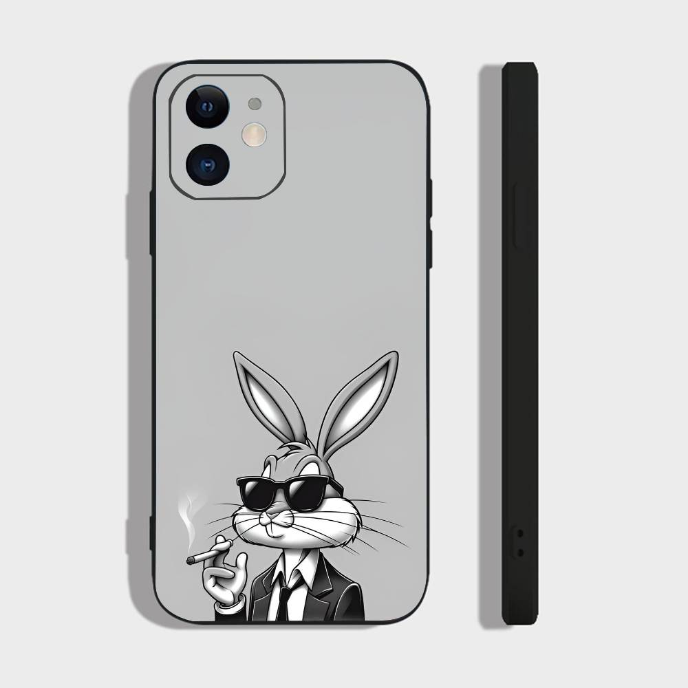 

Animal Bunny For IPhone 17 Air 16 15 14 13 12 11 Pro Black Soft Cover Phone Case IPHONE 16