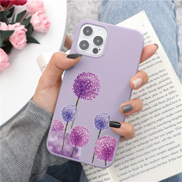 Husă de telefon cu flori de lavandă pentru Iphone Se3 2022 Se2 7 8plus X Xr Xs 11 12 13 14 Pro Max Mini 6 6s Plus Funda moale TPU rezistentă la șocuri