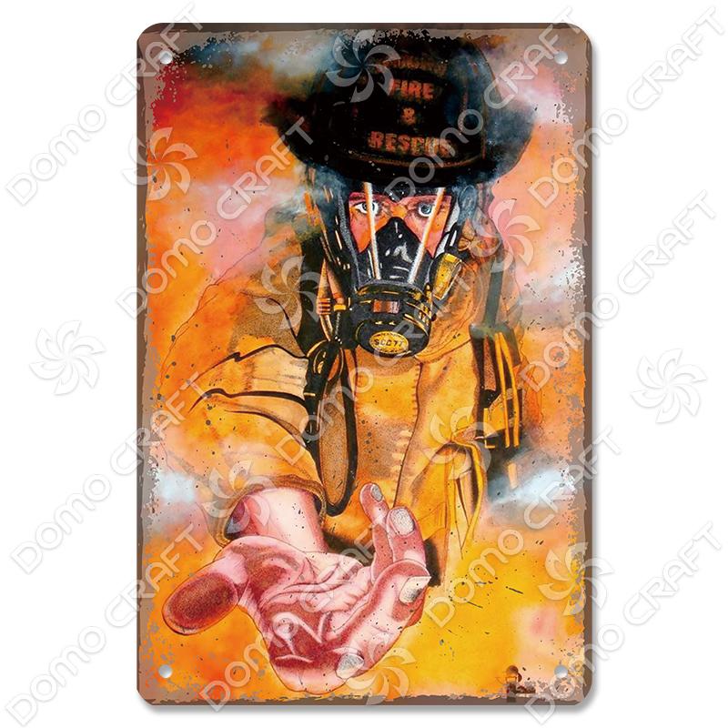 Vintage Fireman Tin Sign Metal Plate Classic Firefighter Movie Metal Poster Wall Decor for Garage Club Hotel Home
