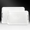 Plastic Food Serving Trays Wood Grain Fruit Plate Sturdy Kitchen Table Trays  Coffee