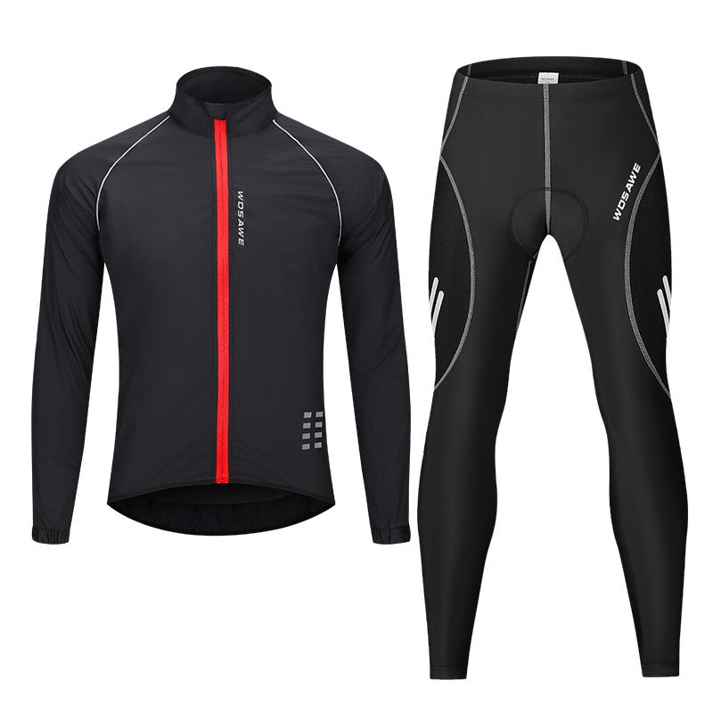 Cycling Sets WOSAWE MTB Bike Riding Jacket Gel Padded Long Pants
