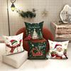 Christmas Decoration Pillowcase Santa Claus Carriage Snowman Christmas Tree Pattern Suitable for Home Room Sofa Cushion Cover