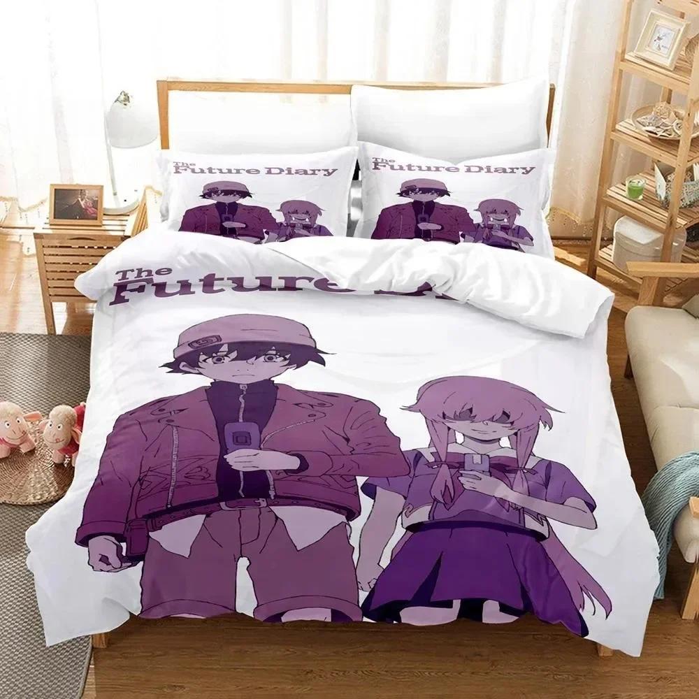 New 3D Printed Anime Bed Sheet Future Diaries Mirai Nikki Bedding Set Single Twin Full Queen King Size Bed Set Adult Kid Bedroom