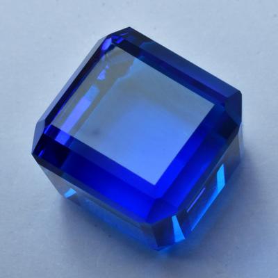 BLUE Sapphire Huge Size CERTIFIED 53.40 Ct Lab-Created Cube Cut Loose Gemstone