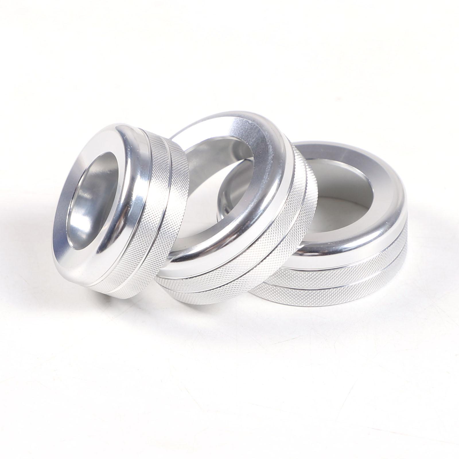 3x Aluminum Alloy Internal Central Control Volume Air Conditioner Knob Ring Suitable for Ford Ranger Wildtrak + style B-Silver