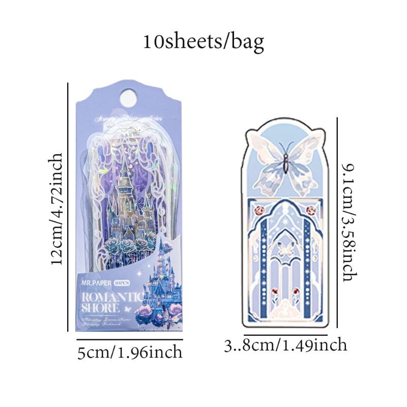 Mr.paper 10pcs/bag Kawaii Bookmark Streamer Student Stationery Bookmarks for Books Book Marks Funny Gift Book Accessories
