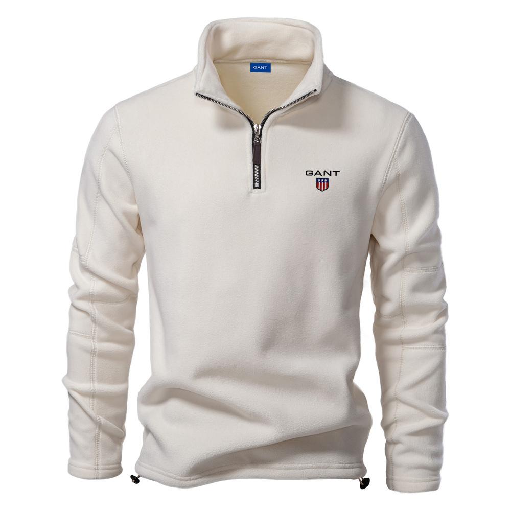 

Gant Вышитая мужская осенне-зимняя новинка с воротником-стойкой, полумолнией и длинными рукавами, модный повседневный флисовый топ S