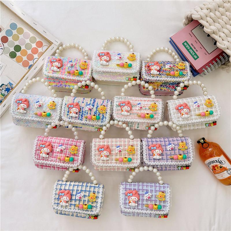 Cute Animal Design Cotton Canvas Handbag For Girls With Creative Chain Strap