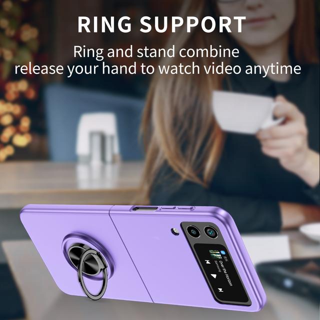 Anti -Knock Ring Holder Fitted Case For Samsung Galaxy Z Flip 4 Flip4 Flip 3 Flip3 5g Zflip4 Anti -Scratch Slim Phone Bag