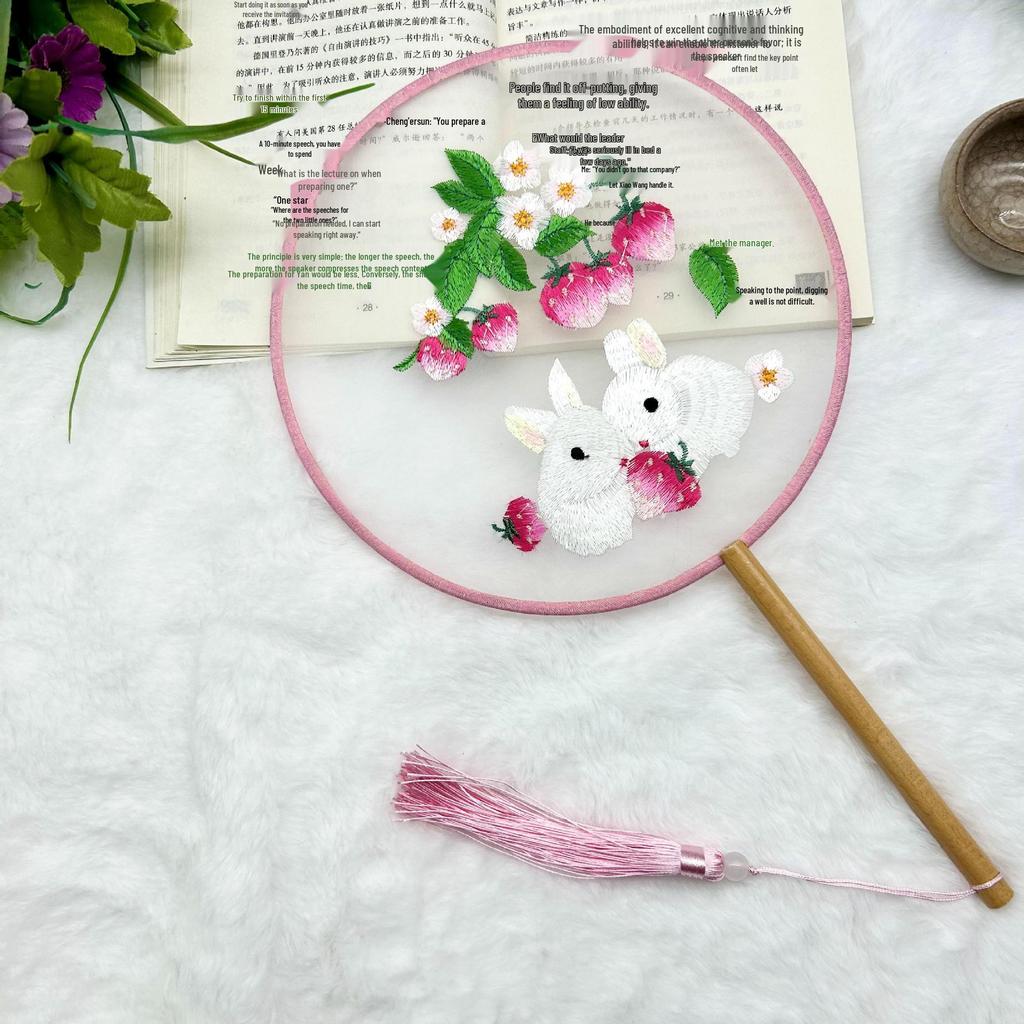 Ancient Style Single-Sided Suzhou Embroidery Dance Fan