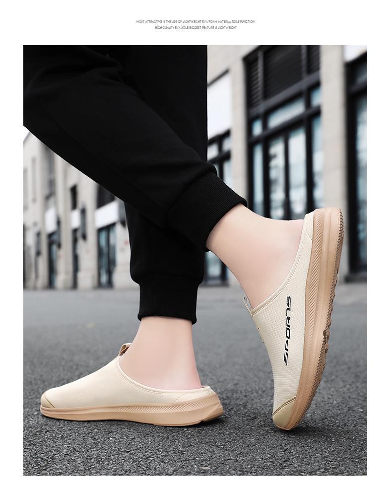 Men's Plus Size Summer Outdoor Breathable Backless Closed-Toe Lazy Half Slippers