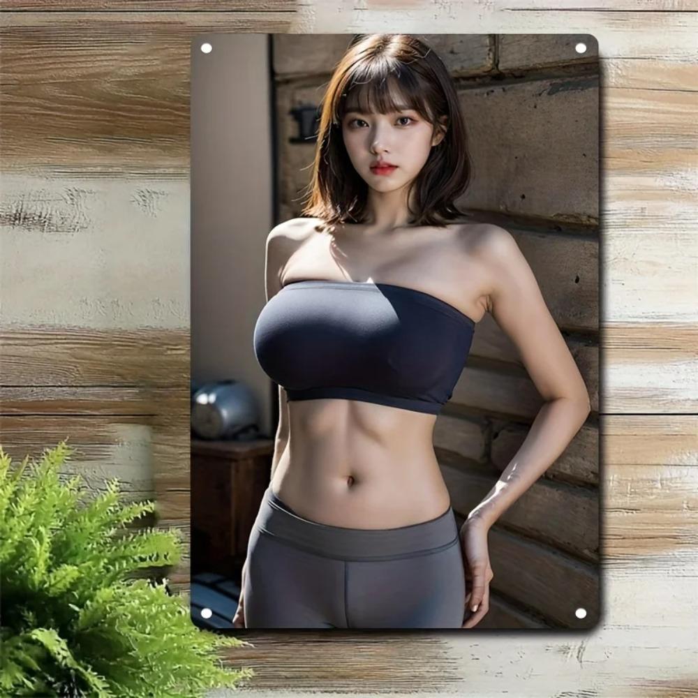 

Brand Metal Wall Sign Korean Art Female Fitness Poster Durable Iron Decor for Home Gym Cafe Bar KDrama Gift 20x30cm