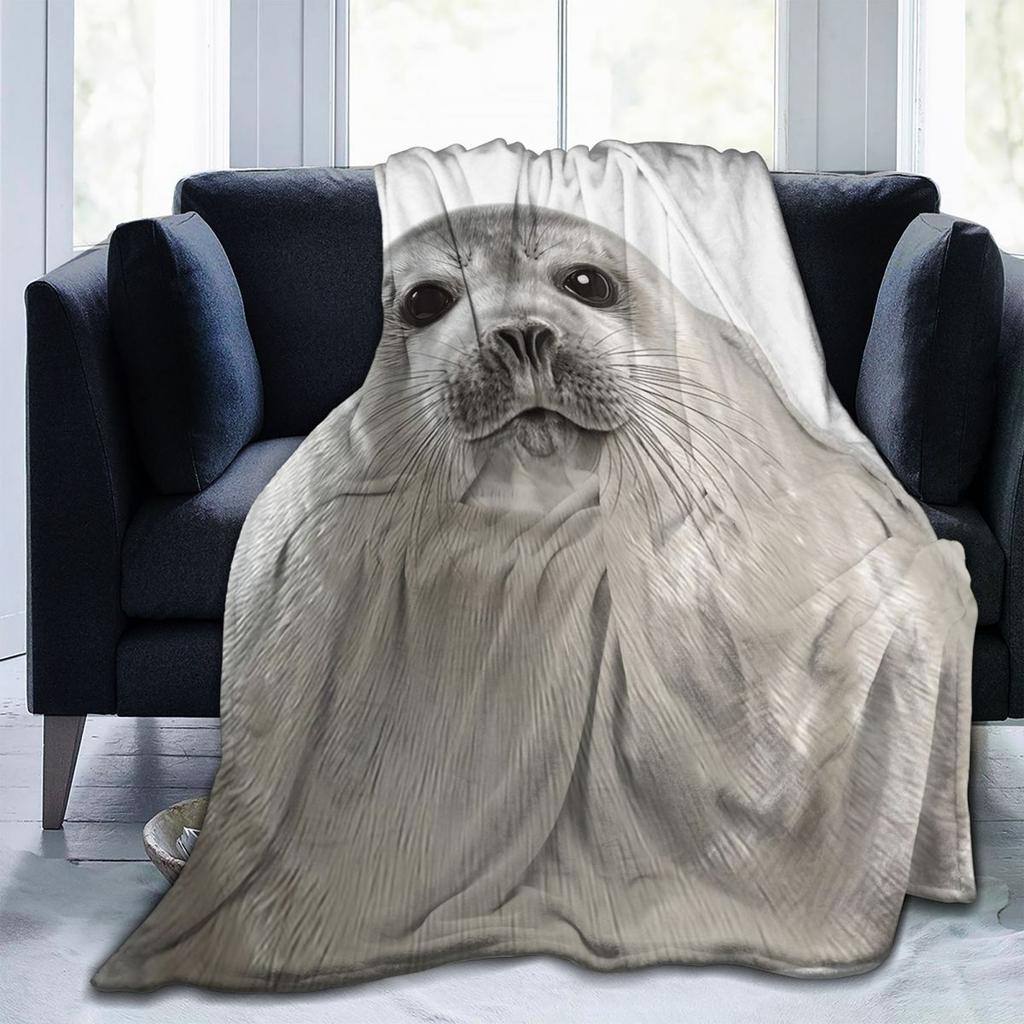 Adorable Baby Seal Blankets Flannel Sofa Throw Blanket Super Soft for Home Bedroom Office Throws Bedspread Quilt