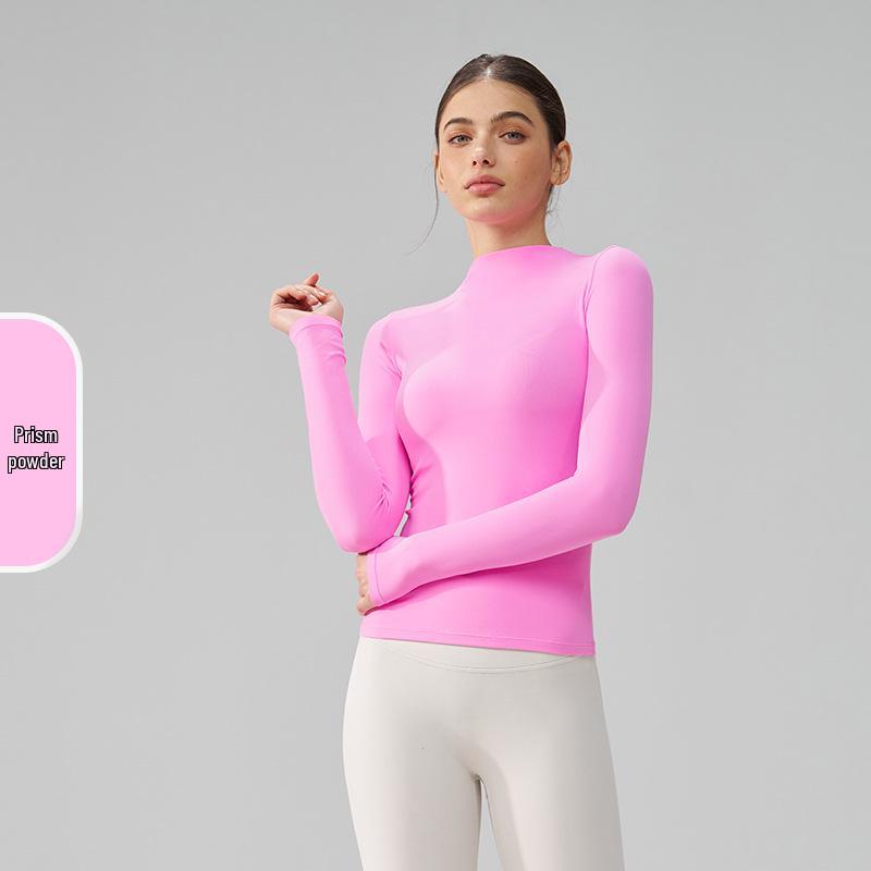 Autumn/Winter Versatile Round Neck Base Layer Sport Top - High Elasticity, Breathable Yoga Fitness Long Sleeve
