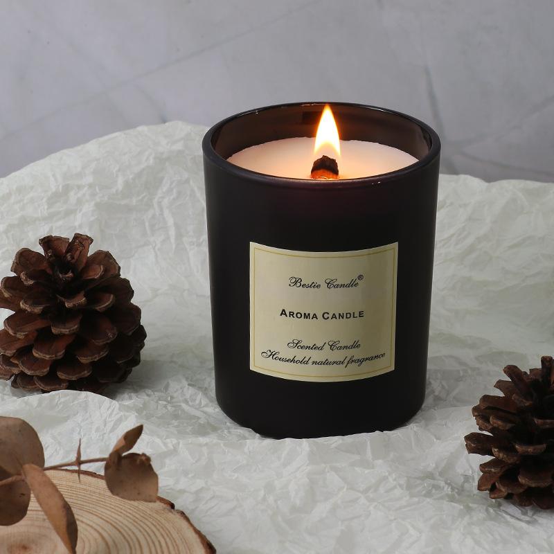 

Свеча ручной работы с деревянным фитилем, ароматизированная, в матовом черно-белом стакане из соевого воска, сувенир с ароматом Black Cup Japanese Cherry Blossom