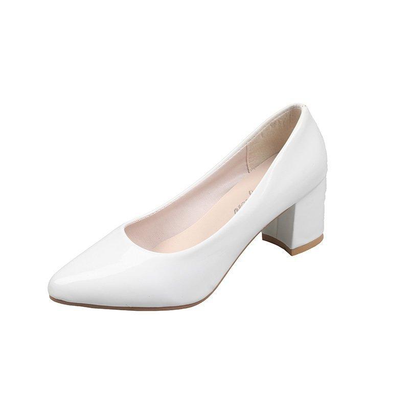 

Coarse-heeled single shoes 2025 autumn new versatile women s shoes comfortable French white outer wear one-pedal temperament high heels 34