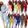 2023 Herbst Damen Unifarbene Hoodie und Sweatshirt Sportbekleidungsset