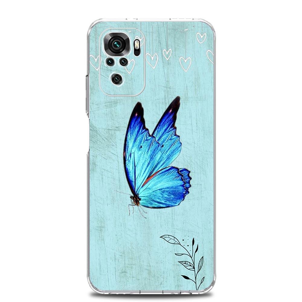 New Square Clear Soft Phone Case For Xiaomi Redmi Note 12 11 9S 9 8 10 Pro+ 7 8T 9C 9A 8A K40 Gaming Silicone Cover butterfly