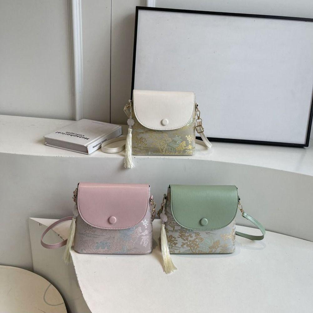 Versatile Chinese Style Crossbody Bag PU Leather Cheongsam Bag Embroidered Purses  Shopping