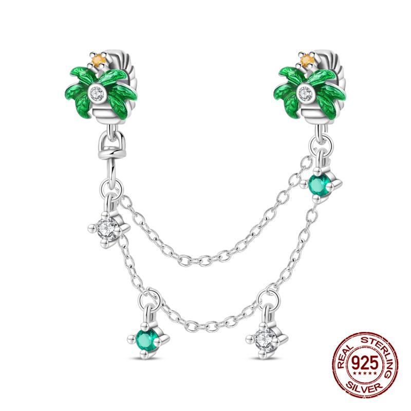 Original Charms Copper Summer Coconut Grove Holiday Charm Fits 3Mm Original Bracelet For Women Diy Jewelry Gifts New In