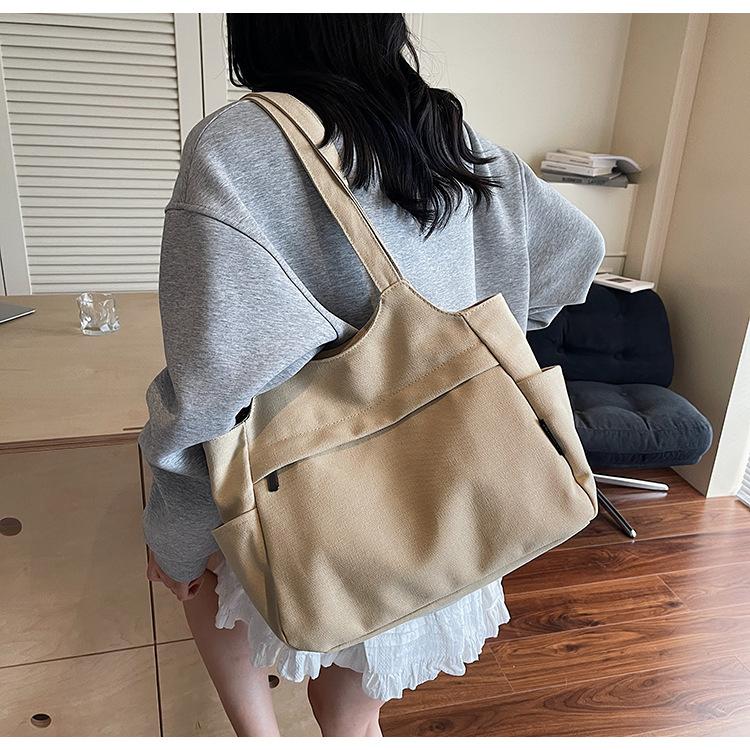 Large capacity wear-resistant canvas bag trendy tote bag lightweight women's shoulder backpack leisure travel handbag