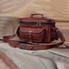 Personalized Leather Camera Bag: Vintage Style Crossbody Travel Bag