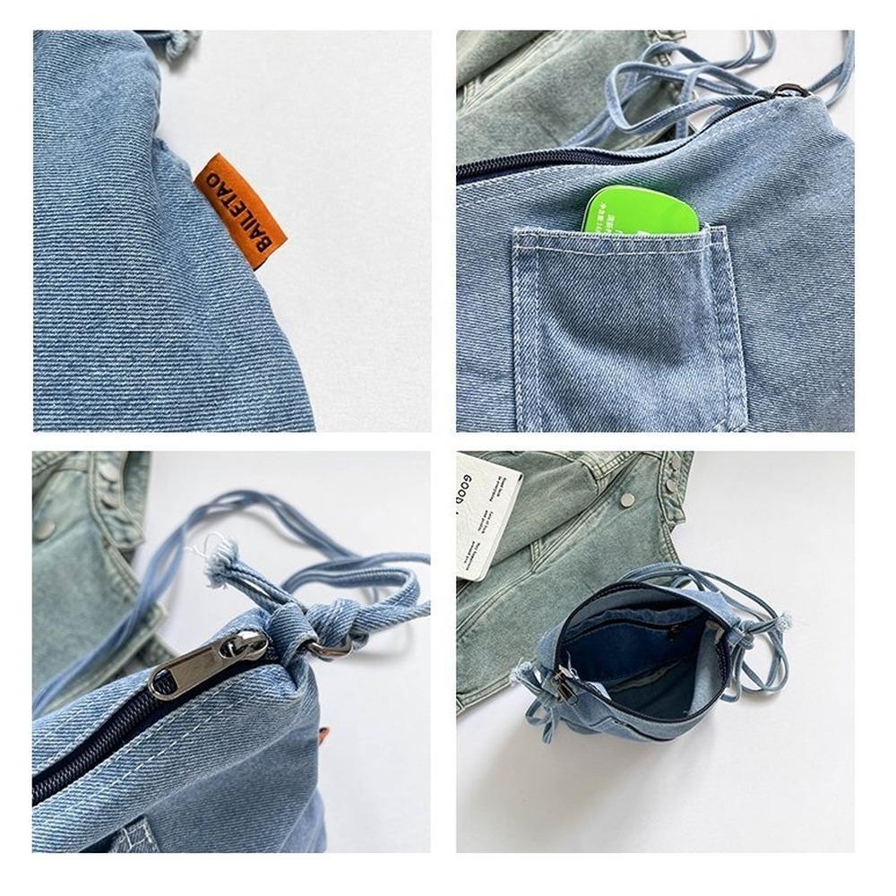 Gewaschene Denim-Tote-Bag mit großem Fassungsvermögen, Damen-Umhängetasche