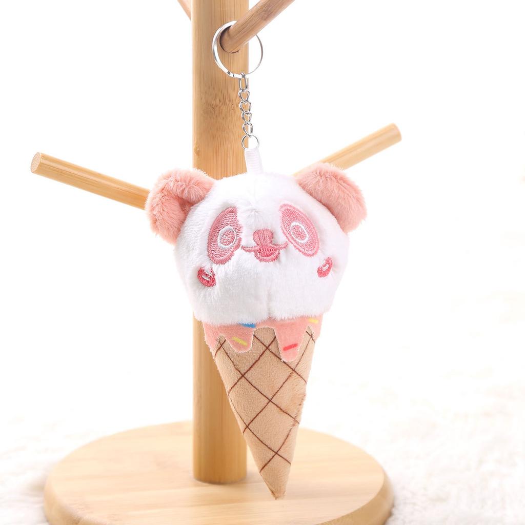 Panda Ice Cream Pendant Plush Keychain Cone Panda Doll Bag Pendant Doll Doll Gift